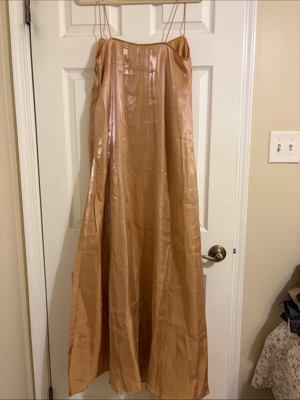 CAARA Slip Dress in Warm Beige light rose metallic tint NEW medium size - Picture 8 of 13